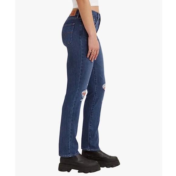 Levi's 724 High Rise Straight Jeans Distressed Ripped - Picture 9 of 16